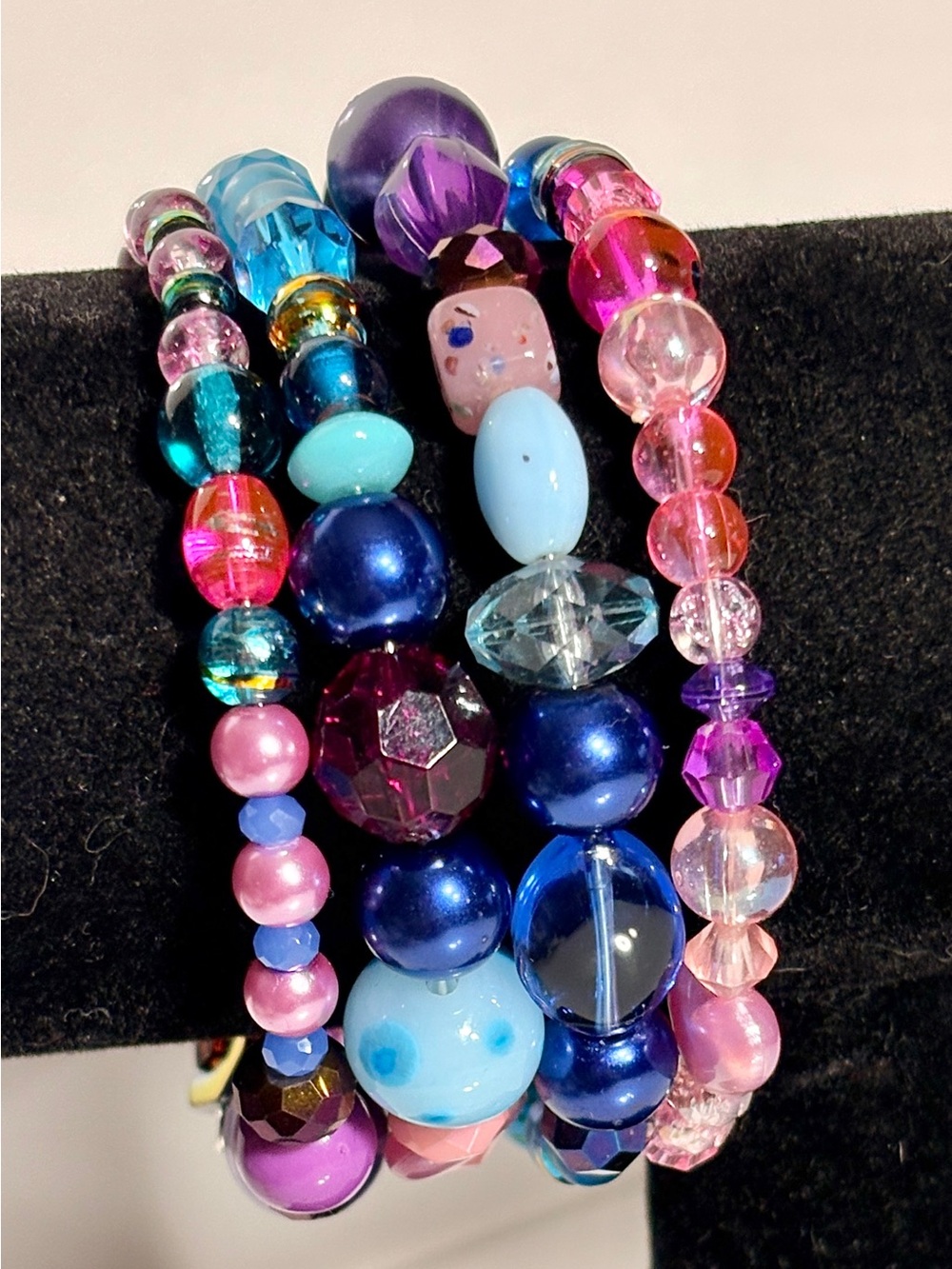 HANDCRAFTED WIRE WRAP BEADED BRACELET Whimsygoth Fairy Purple Pink